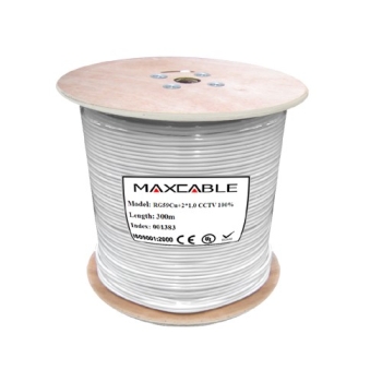 Przewód RG59+2*1,0mm CCTV 100%  300m MAXCABLE
