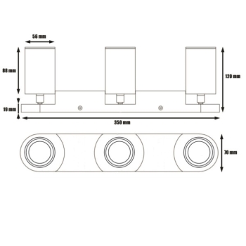 Lampa spotlight Kinia 3xGU10 czarna