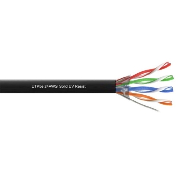 Przewód UTP5 drut CCA 305m UV czarny ECO