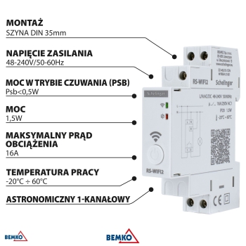 ASTRONOMICZNY PROGRAMATOR CZASOWY WIFI JEDNOKANAŁOWY 48-240V AC/DC
