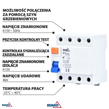 WYŁĄCZNIK RÓŻNICOWOPRĄDOWY AC 4P 40A 300mA