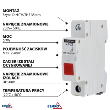 LAMPKA SYGNALIZACYJNA LED SL7 CZERWONA SCHELINGER