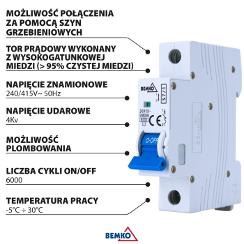 WYŁĄCZNIK NADPRĄDOWY 6KA 1P C 02A