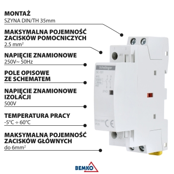 STYCZNIK MODUŁOWY SC101 1P 25A TYP 11 (1NO + 1NC) SCHELINGER