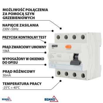 WYŁĄCZNIK RÓŻNICOWOPRĄDOWY A 4P 40A 30mA 10kA VDE SCHELINGER
