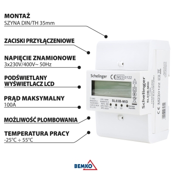 LICZNIK ENERGII 3 FAZOWY MID SCHELINGER 100A