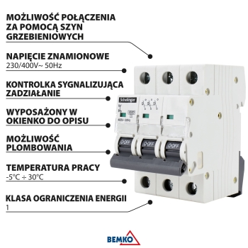 WYŁĄCZNIK NADPRĄDOWY 4,5KA 3P B 32A SCHELINGER