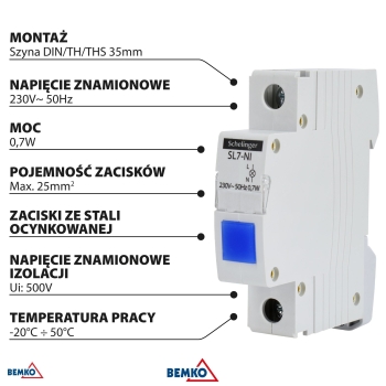 LAMPKA SYGNALIZACYJNA LED SL7 NIEBIESKA SCHELINGER