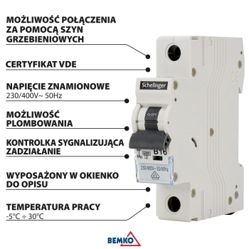 WYŁĄCZNIK NADPRĄDOWY 6KA 1P B 50A VDE SCHELINGER