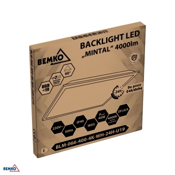 PANEL BACKLIGHT MINTAL BLM 40W 4000K 4000LM IP40 60x60 BIAŁY 24H UGR19